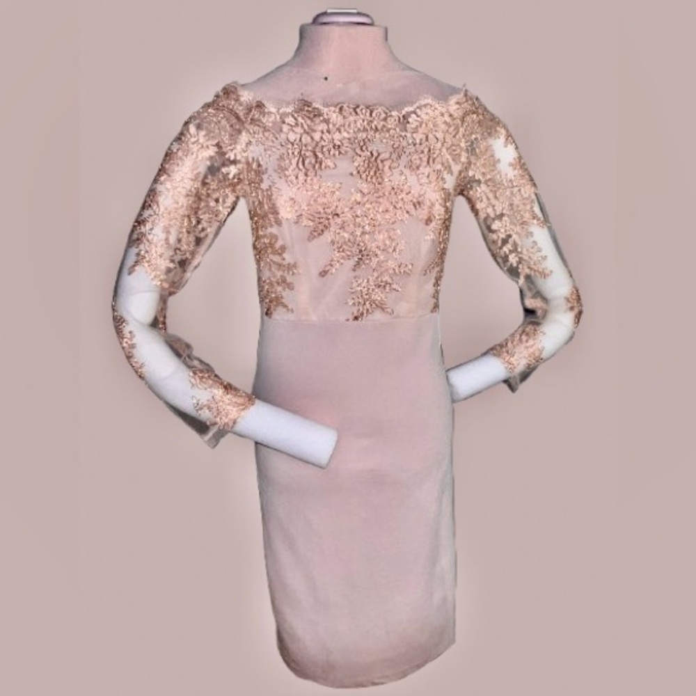 NWT Blashe metallic copper lace dress Sz med